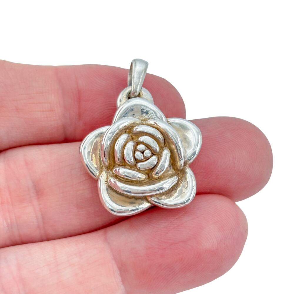 Vintage Sterling Silver 925 Rose Pendant